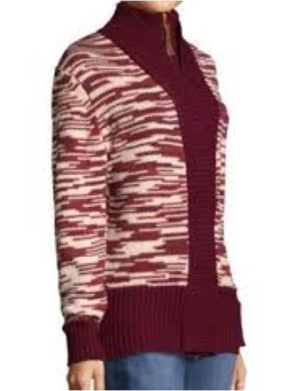 Tory Burch Olivia Wool Zip Front Cardigan Sweater small